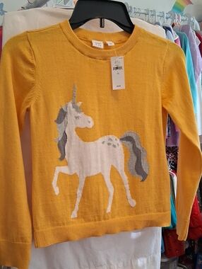 GAP Girls Yellow Sweater with White & Gray Unicor L(10)